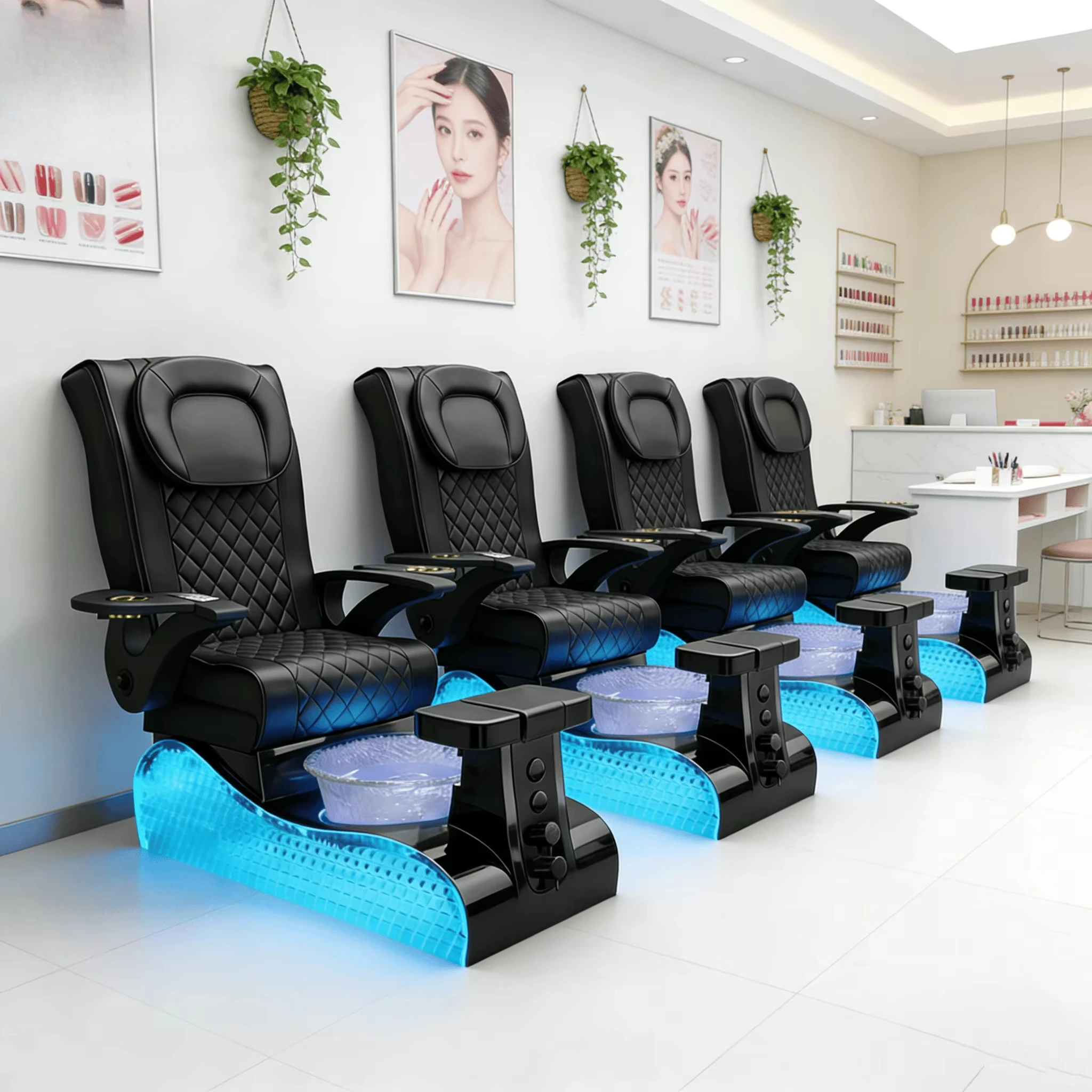 Salon Reclining Manicure Pedicure Chair Luxury Light Surfing Massage Foot Pedicure Spa Chair with Led