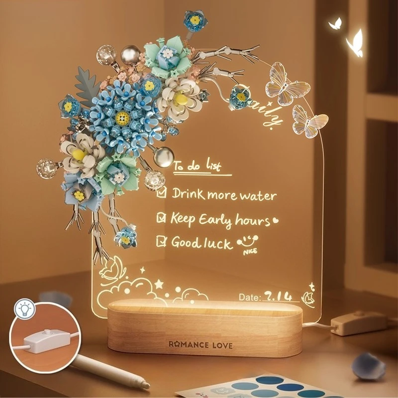 

SEMBO Flowers Message Board Building Blocks Creative Trendy Toys Assembled Bouquets DIY Model Desktop Ornaments Birthday Gifts