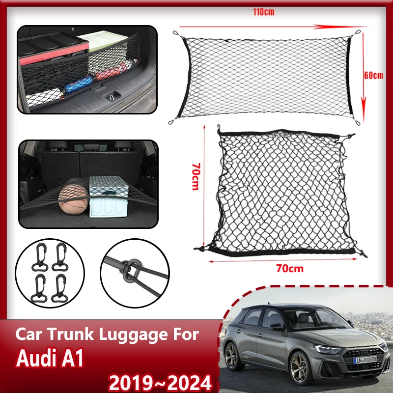 

For Audi A1 MK2 2019 2020 2021 2022 2023 2024 Car Trunk Storage Cargo Nets Nylon Elastic Storage Organizer Parts Car Accessories