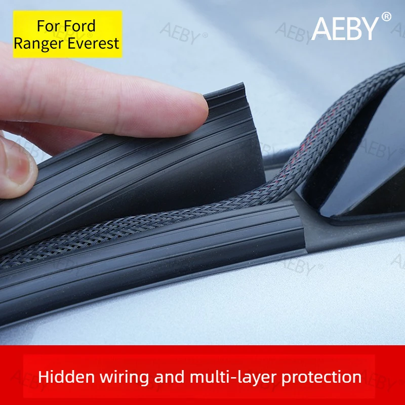 

For Ford Ranger Everest 2022-2026 Rubber wire hider wiring cover waterproof and UV protection,roof light bar,Car accessories