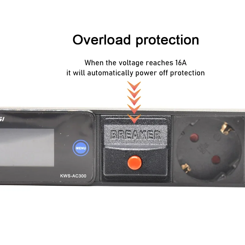 Tira de energia PDU 2/3/4/5/6/7/8/9Ways Tomadas alemãs proteção contra sobrecarga Voltímetro Amperímetro Medidor de energia de energia