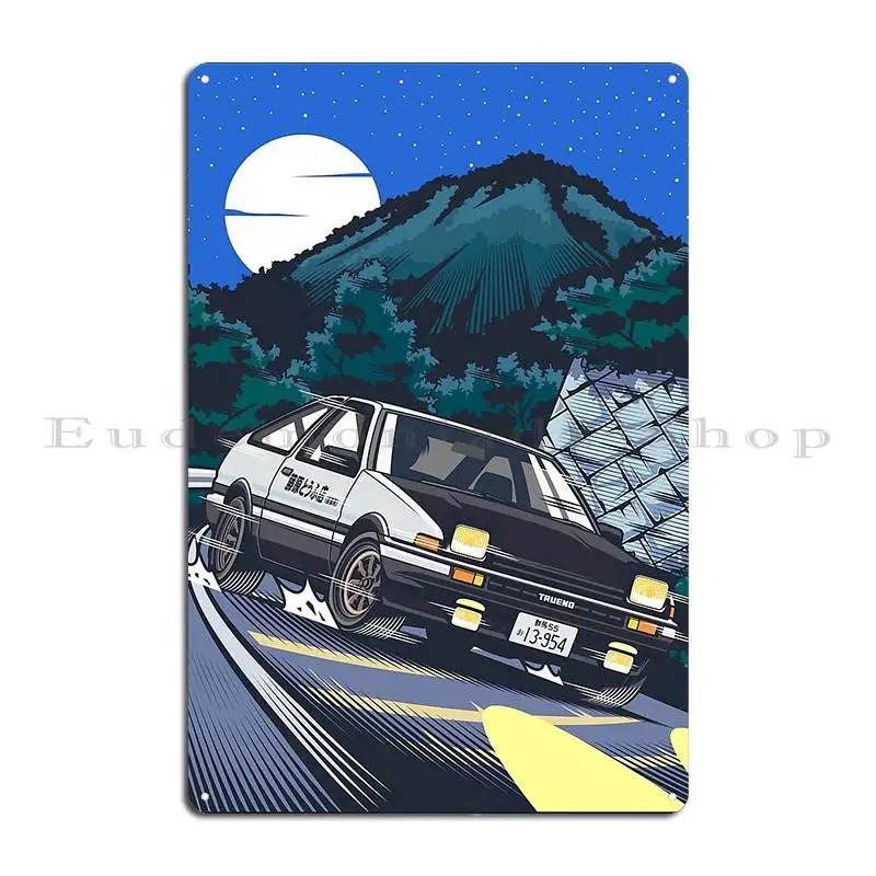 Initial D Takumi Fujiwara Hachiroku Downhill Attack Ae86 Trueno Metal Plaque Garage Personalized Wall Pub Tin Sign Poster