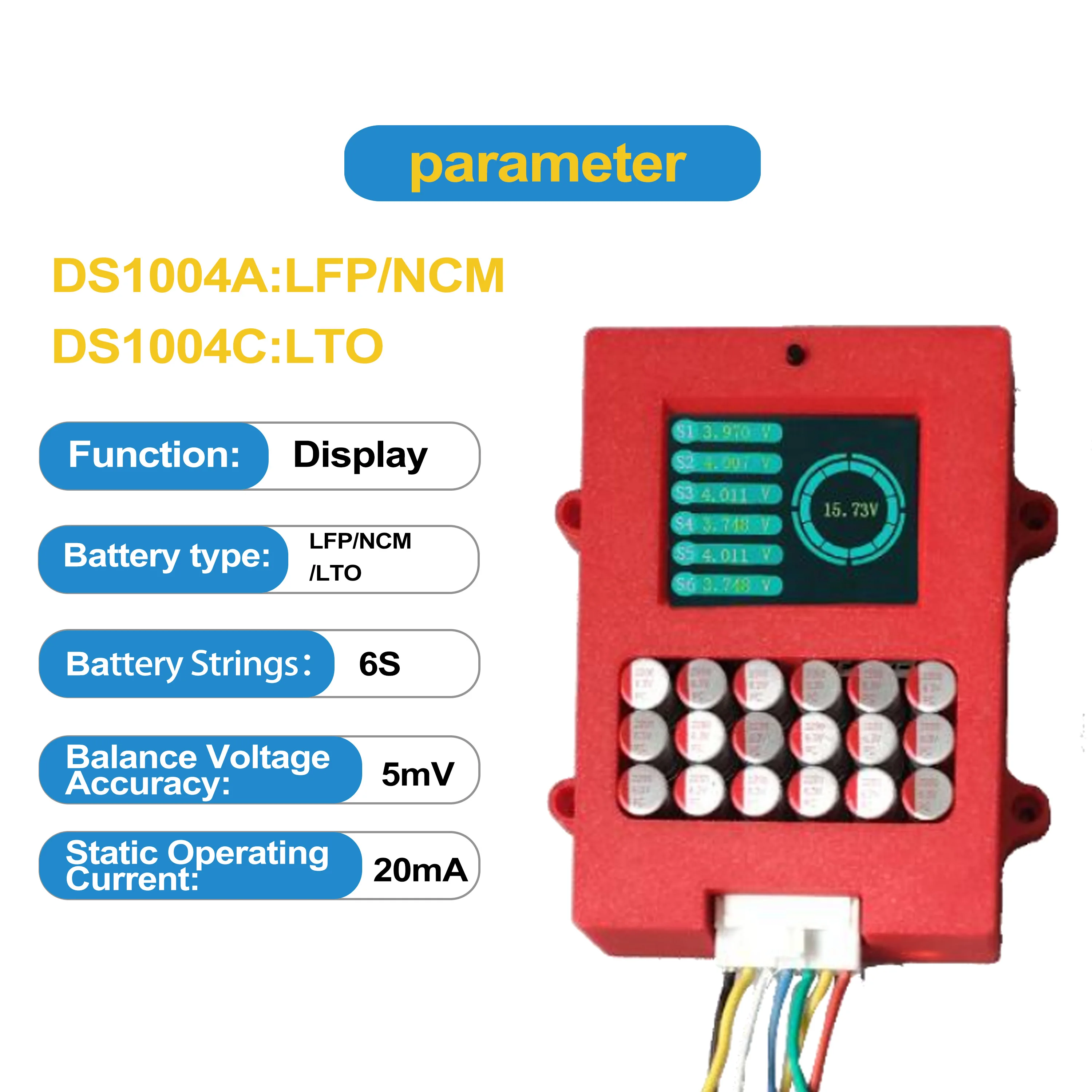 Heltecbms 5A Lipo/LiFePO4 Active Balancer 4S 6S 8S with Voltage Display 12V Lithium Battery Energy Transfer Active Equalizer