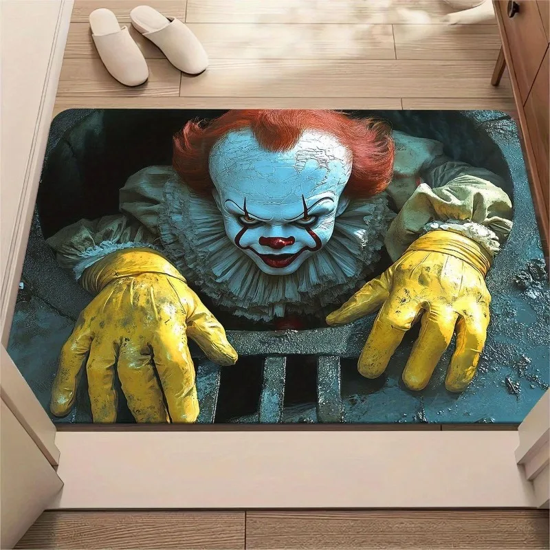 مخيف مهرج ثلاثية الأبعاد الوهم السجاد حصيرة المجاري فتحة طباعة عدم الانزلاق البساط الأصفر قفازات الرعب موضوع ديكور المنزل الحصير أرضية داخلية