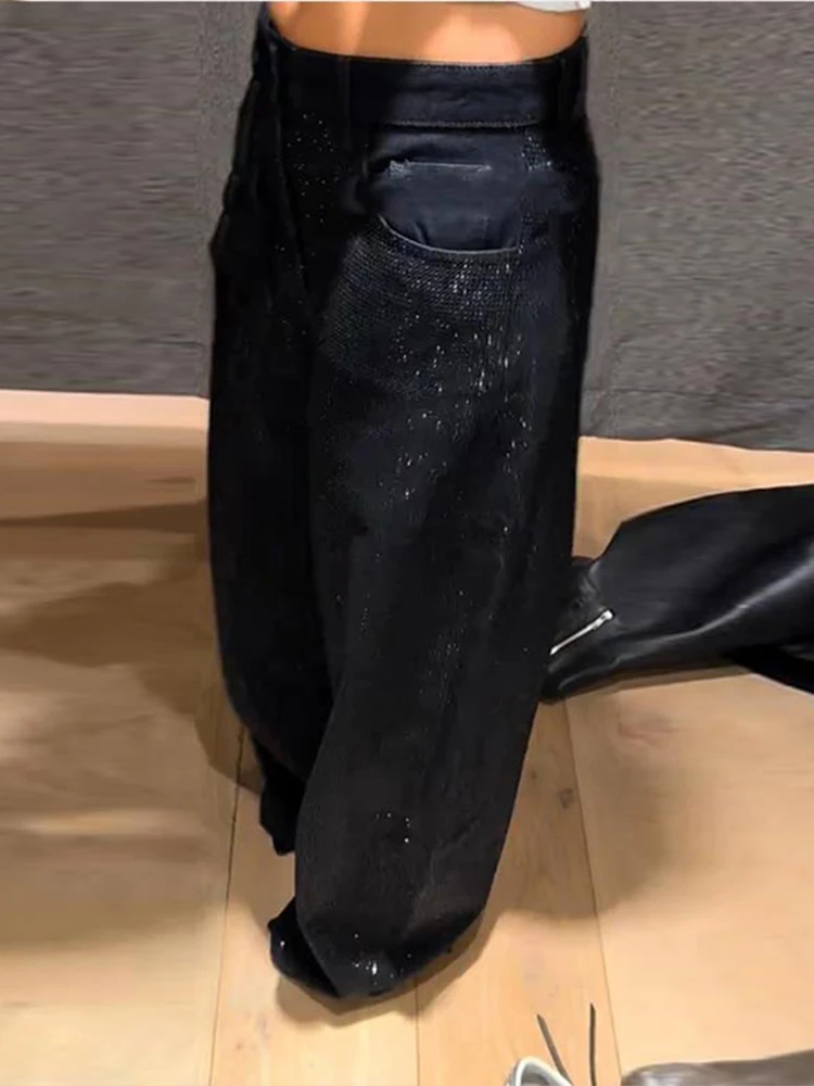 Pantaloni Y2k per donna Abbigliamento da donna economico Jeans Pantaloni a gamba larga con paillettes Hosen Vita alta Abiti da festa scintillanti Abiti quotidiani