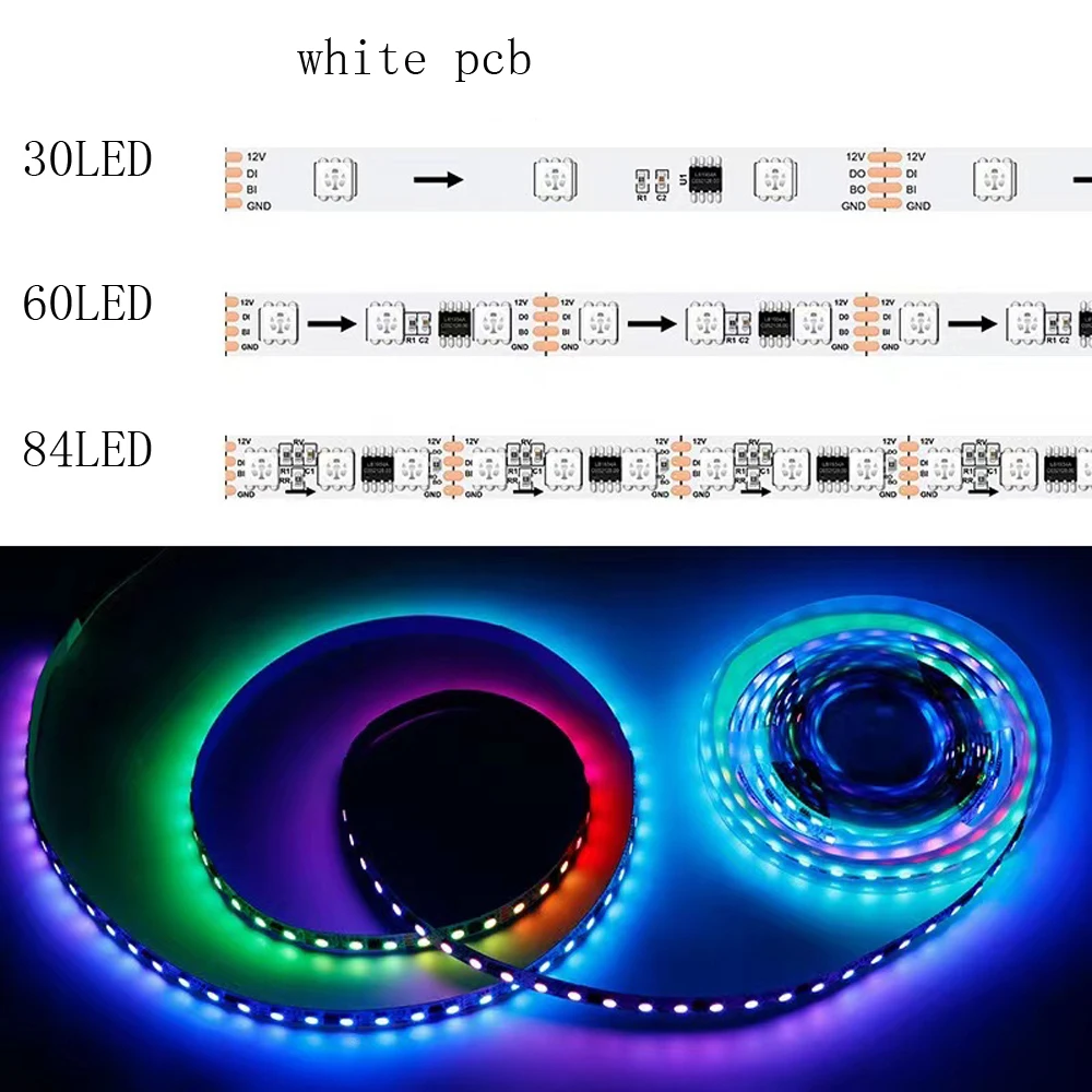 TM1934A Breakpoint Continuation Led Strip Light 30 60 84 LEDs DC12V 5050 RGB IC Addressable External 2 Channel Programmable Tape