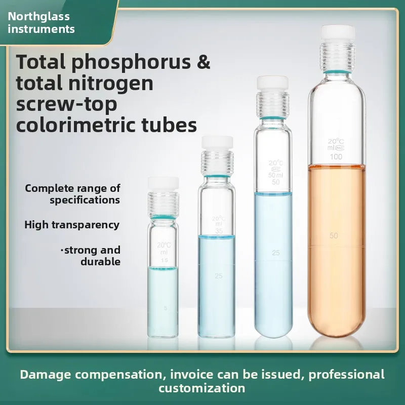 

Threaded Pressure Bottle 25/50/100ml Total Phosphorus Nitrogen Colorimetric Tube PTFE Threaded Glass Pressure Tube