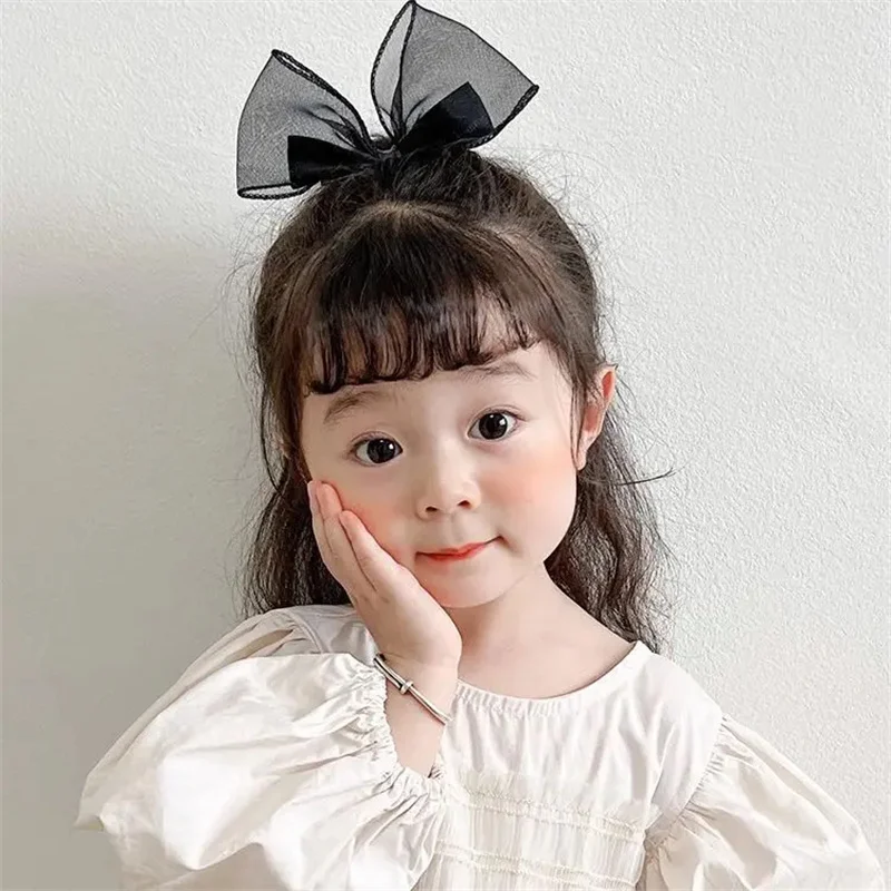 Cute Mesh Bow Kid Hairpin Summer Color Sweet Girl Hair Accessory Korean Style Fashionable  Versatile Hairpin Wholesale