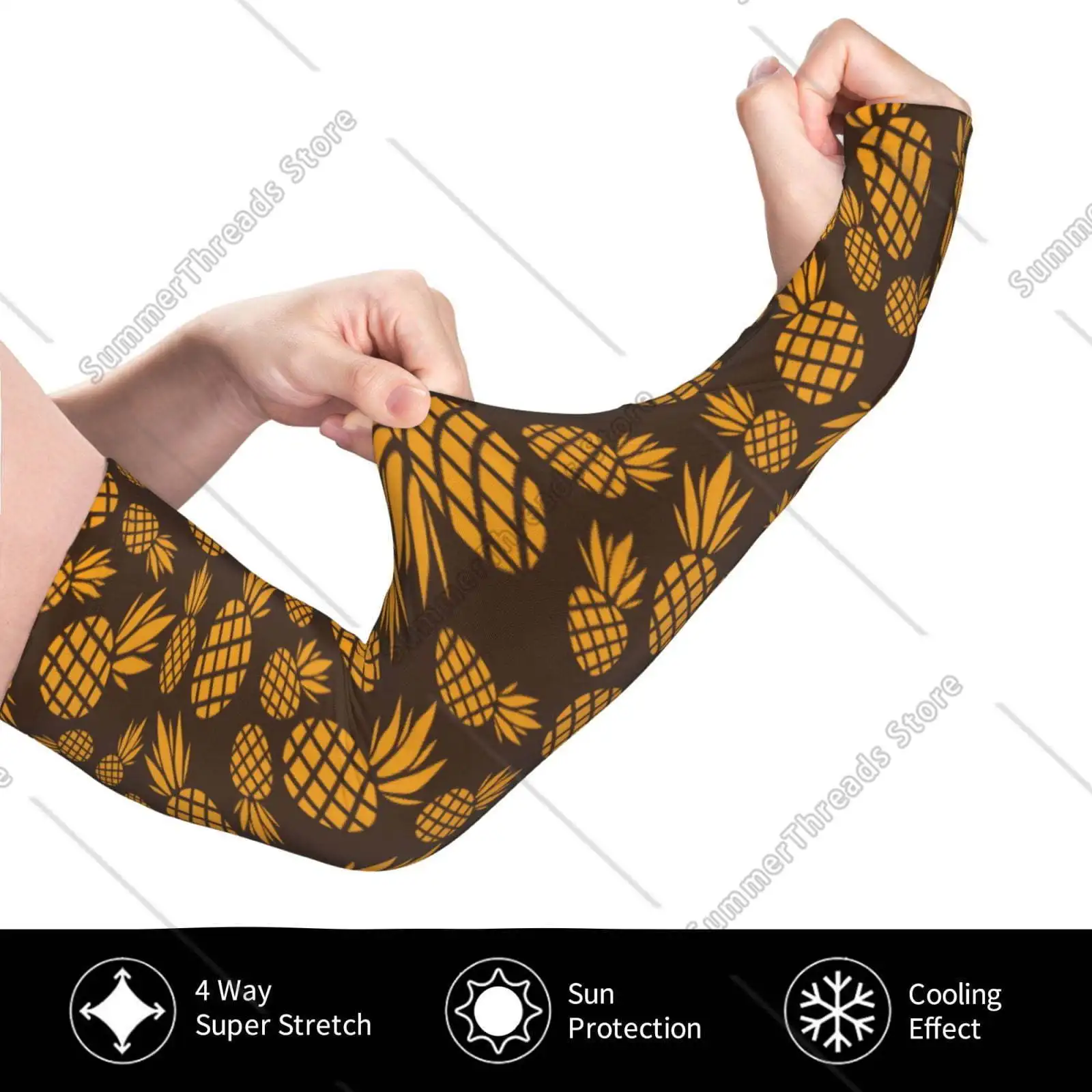 Fundas refrescantes de piña coloridas para mujer, mangas de brazo, funda de protección solar UV para cubrir con silicona antideslizante