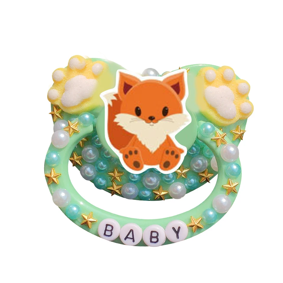 

Green 100% Handmade Adult Baby Pacifier Big Size Silicone Adult Nipple Little Fox For Adult Angry Baby Girl Boy ddlg