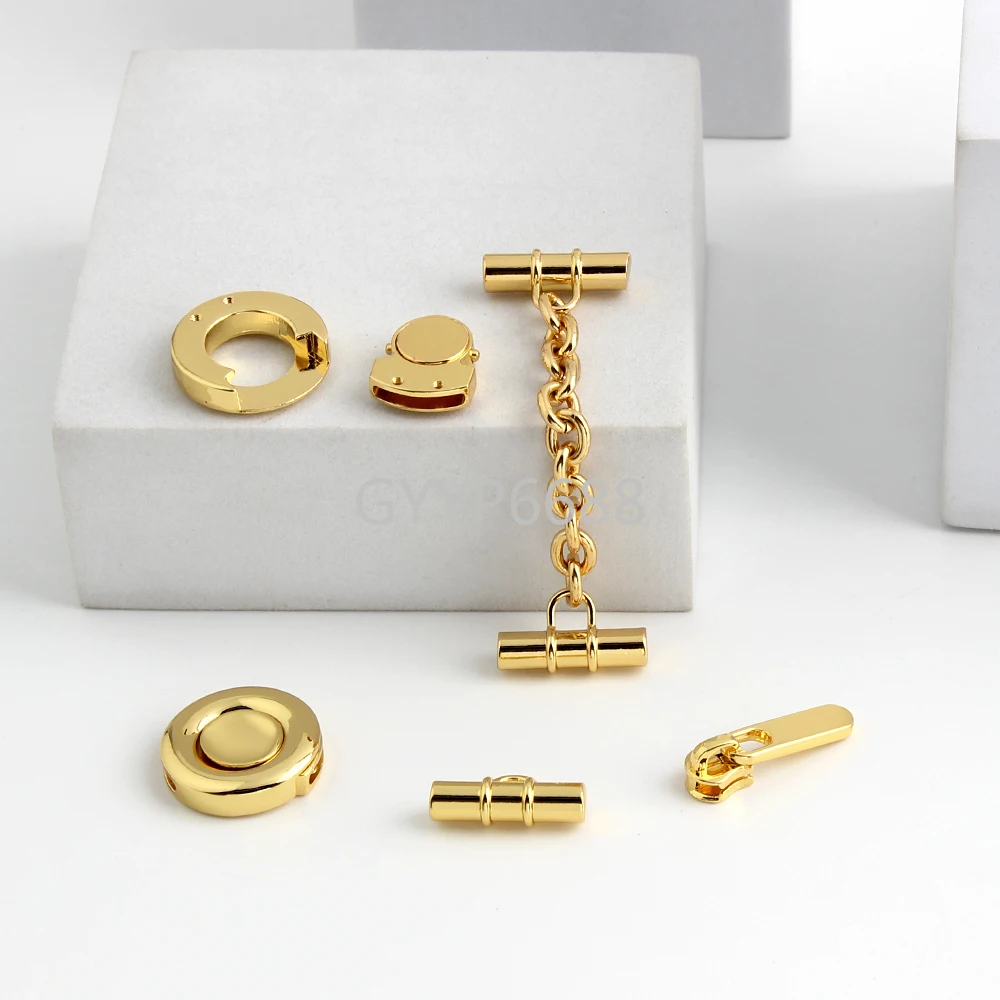 1/5/10Sets K Gold Metal Turn Twist Spring Lock For Tote Bag Handbag Purse Clasp Buckle Puller Slider Connector Chain Accessories