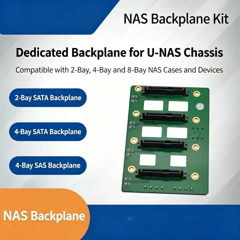 U-NAS Dedicated NAS Backplane For 4 Bay 8 Bay Chassis Support SAS 12Gbps SATA 6Gbps Storage Expansion Board