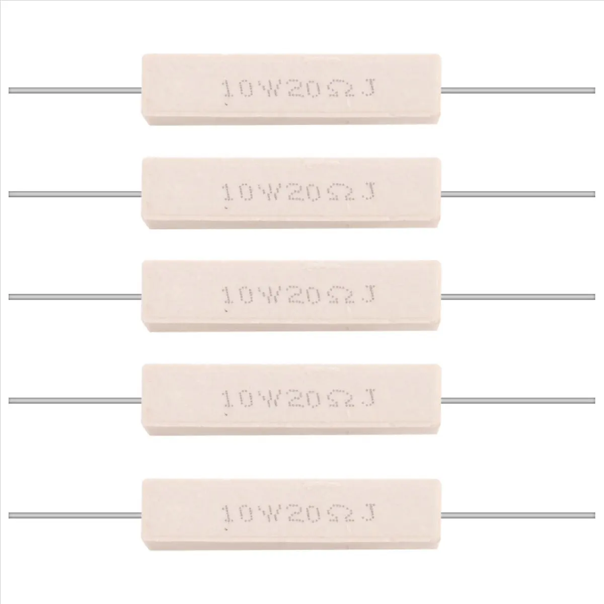 TCE 5x 10W 20 Ohm 5% Wirewound Ceramic Cement Resistor 10 Watt