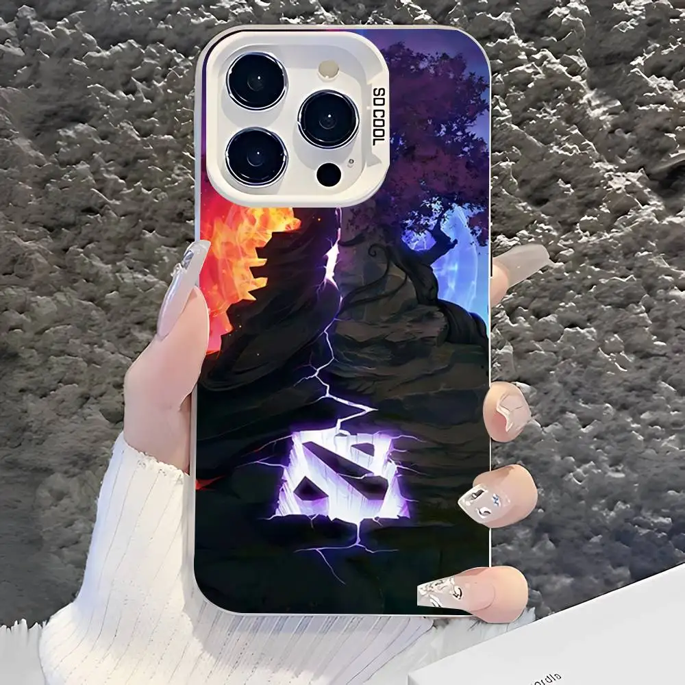 حافظة هاتف Game D-Dota 2 غطاء خلفي فضي مقاوم للصدمات لهاتف آيفون 17/16/15/14/13/12/11 Pro Max Plus