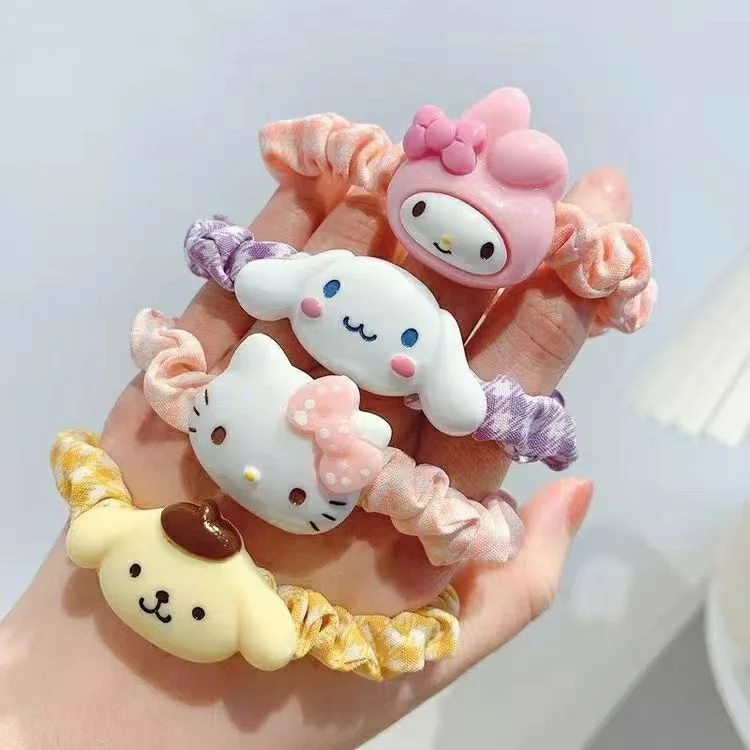 Kawaii Sanrio Hair Band New HelloKitty Kuromi Cinnamoroll Cartoon Simple Student Headband Cute Girl Rubber Band Hair Ornament