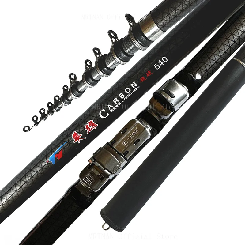 2.7M 3.6M 4.5M 5.4M 6.3M 7.2M Carbon Telescopic Rock Fishing Rod Ultra Light Rod Lure Carp Travel Ocean Spinning Fishing Rod