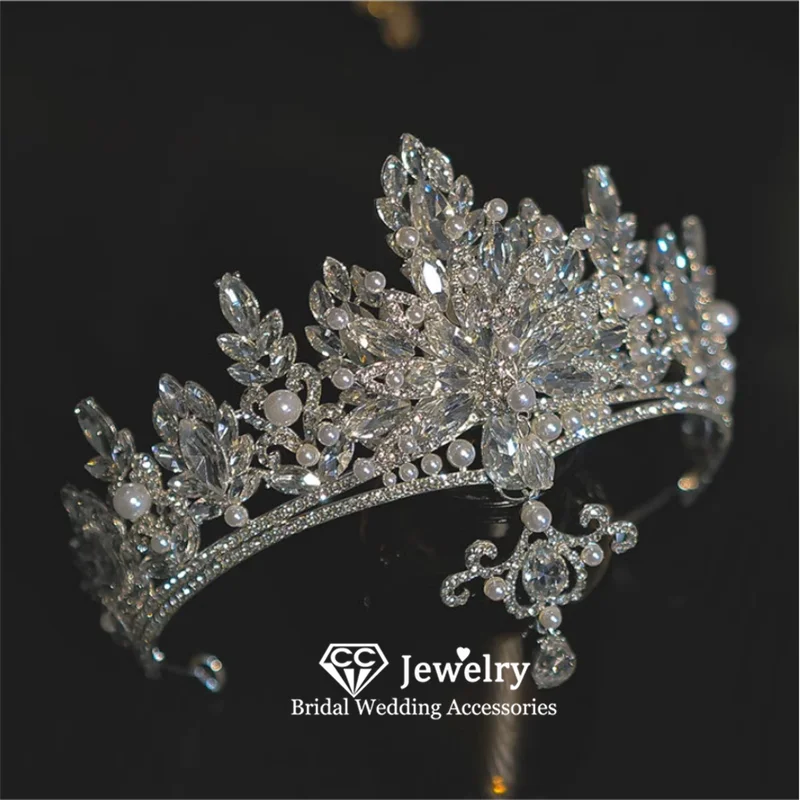 CC Luxury Crowns Wedding Accessories Bridal Headbands Engagement Hair Ornaments 100% Handmade Women Tiaras Shining Charm AN400