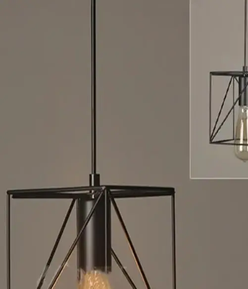 

Minimalist modern black cage pendant lights iron retro Scandinavian loft pyramid lamp metal Hanging Lamp E27 Indoor