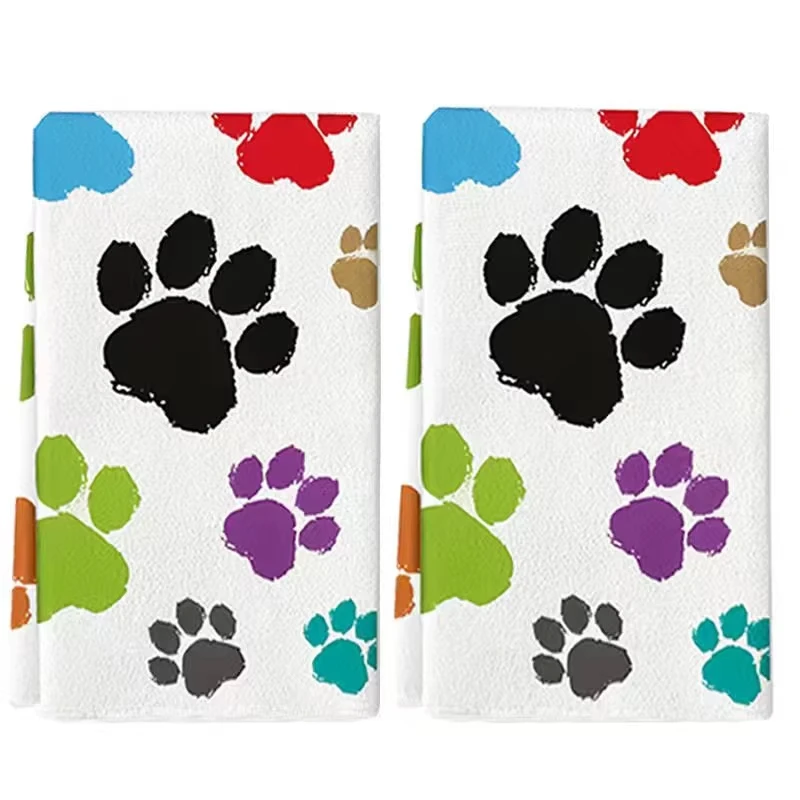 عبوة من مناشف المطبخ المطبوعة بمخالب الكلب | 40x60 سم | سوبر ماصة لينة | متعددة الاستخدامات كمنشفة الشاي وقماش الأطباق وقماش التنظيف #4