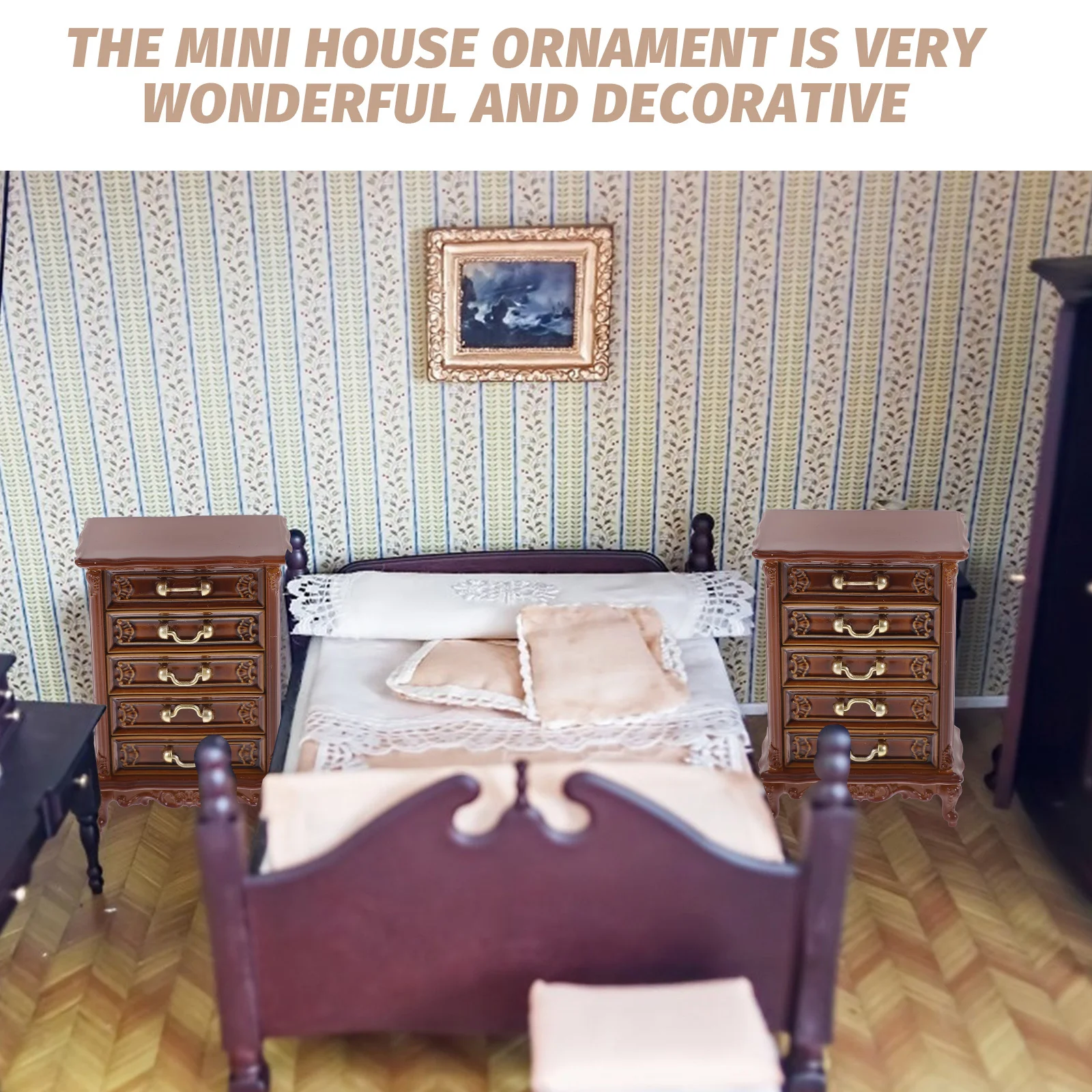 

Mini Cabinet for Mini House Decoration Storage Display Lovely Tiny Furniture Accessories Kids Room Art Craft Home DIY Warm