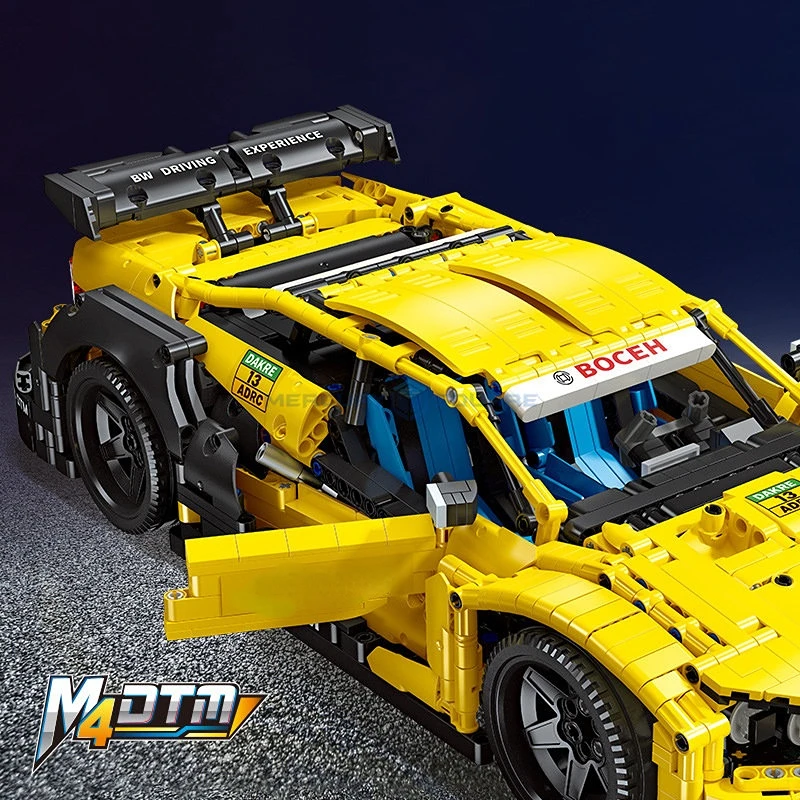 Yellow DTM Racing Car 1:10 MOC 92024 Model Building Blocks Bricks Furious Vehicle Creative Toy Set Gift for Children Boys Adults