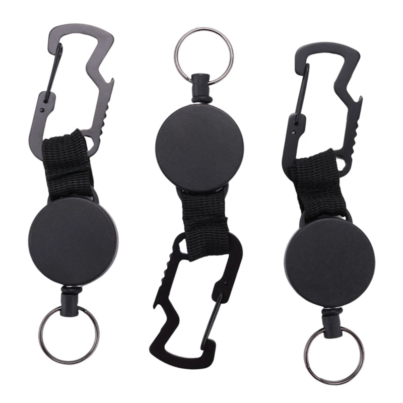 9 Pack Retractable Keychain - Heavy Duty Badge Holder Reel With Multitool Carabiner Clip,Key Ring With Steel Wire Cord