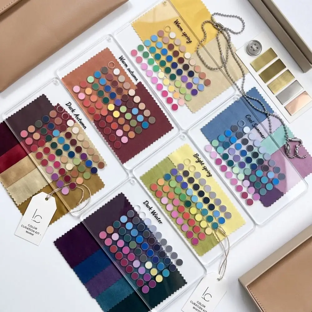 6PCS Acrylic Seasonal Color Selection Cards Transparent Base Double Sided Color Analysis Cards Sided Acrylic Swatch Palette