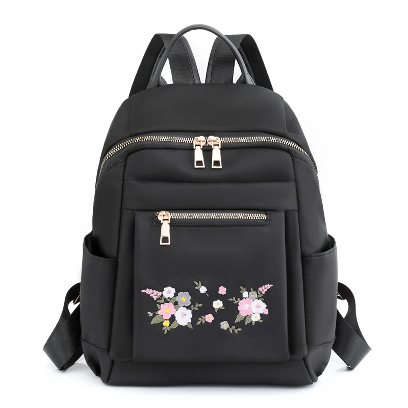 Women\'s backpack Oxford cloth Chinoiserie embroidery lightweight waterproof backpack casual fashion schoolbag