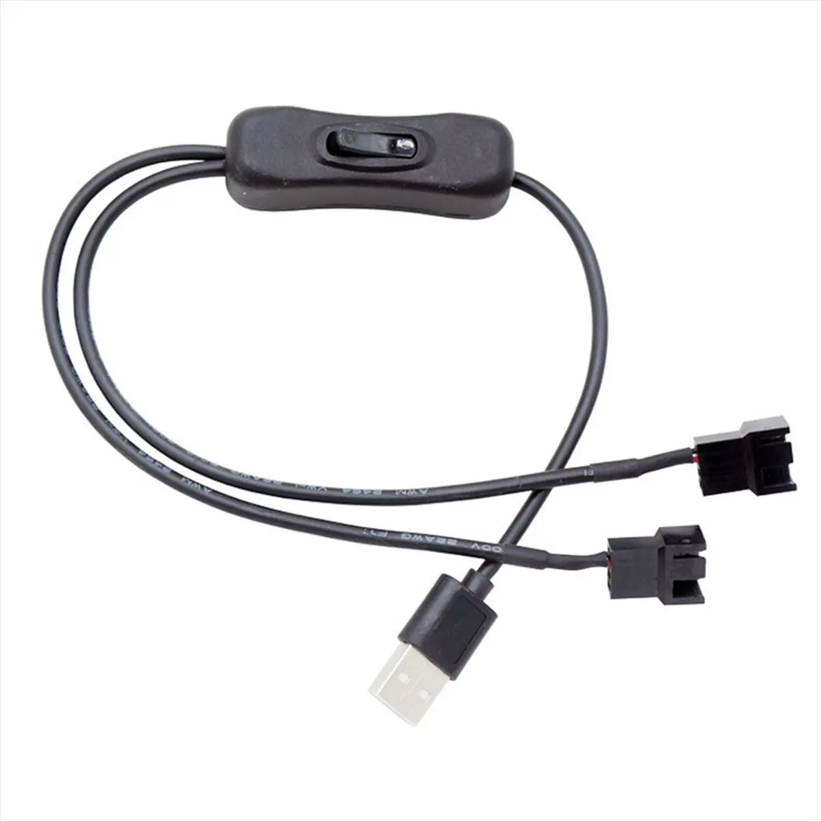 A14G USB to 3-Pin / 4-Pin PWM 5V USB Sleeved Fan Power Adapter Cable Case Fan Adapter Connector Cable with on Off Switch