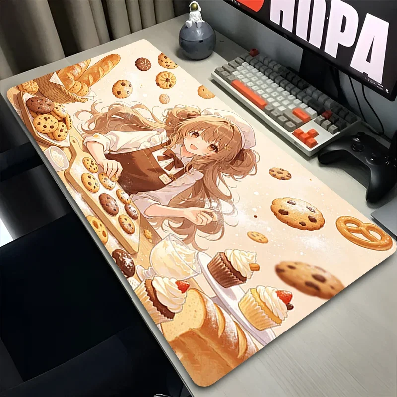 CIFBUY Pretty Kawaii Sweet Anime Girl Large Mouse Pad, Macaron Cupcake Candy Art Desk Mat, Gaming Office Decor