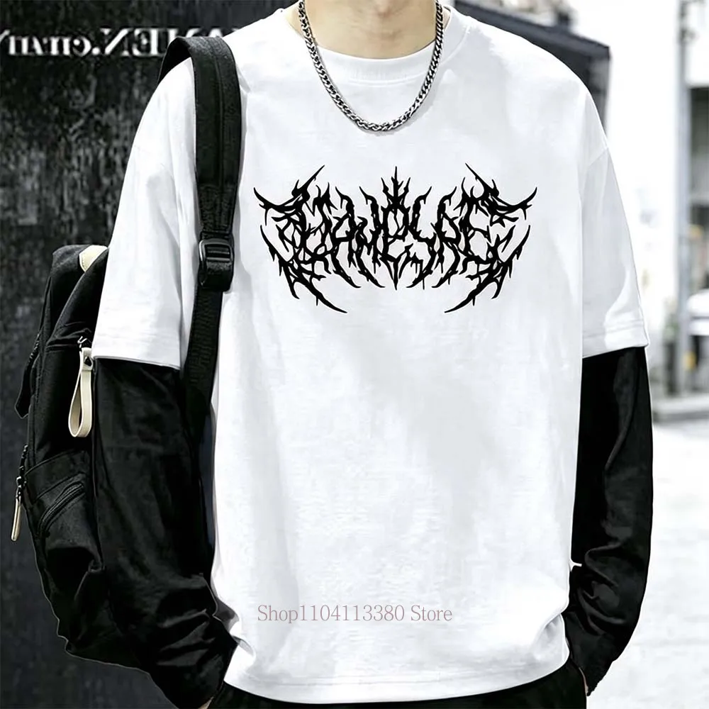 Men Line Y2K Print Graphic Fake Two Long Sleeved T-shirts Fashion Gothic Retro Casual Loose Fake Two Long Sleeved T Shirt