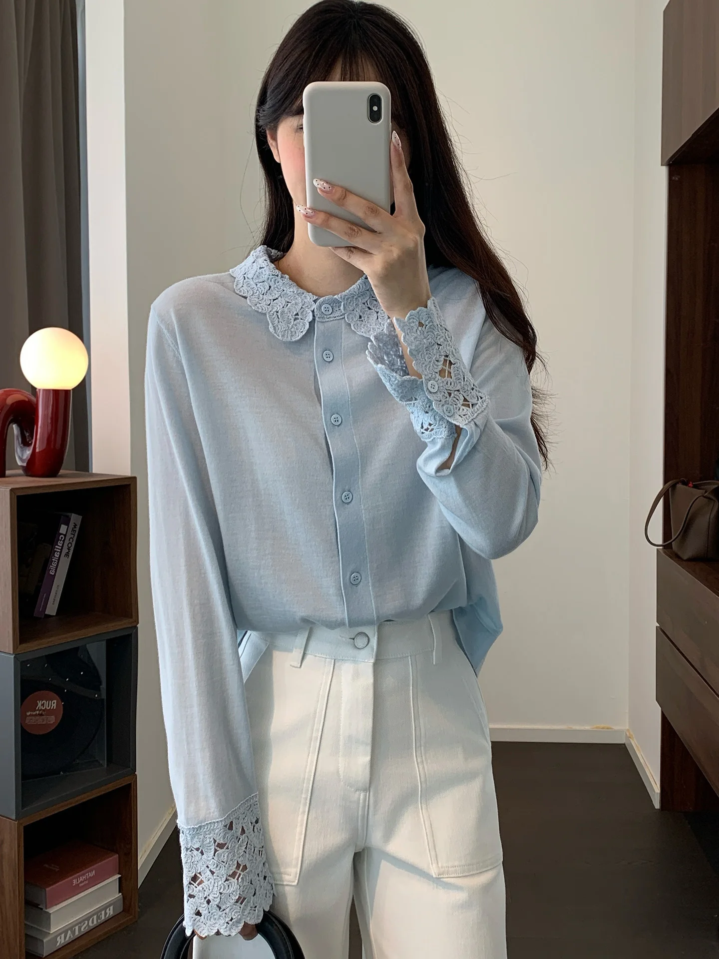 

Романтичный мягкий кардиган из ультратонкой мериносовой шерсти с ажурной вязкой, длинными рукавами, в стиле кэжуал, женский, премиум-качество, трикотаж.