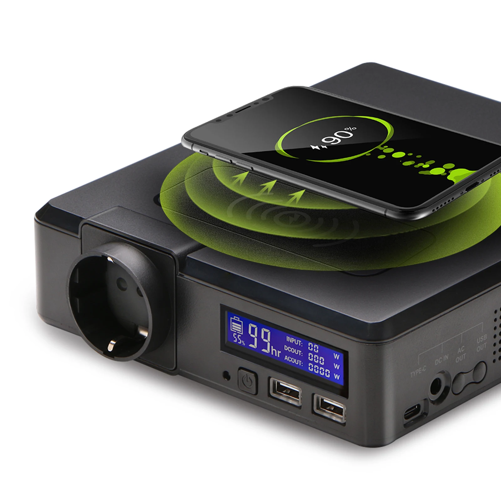 200W Portable Power Station 154Wh/41600mAh Solar Powerbank Emergency Power Supply with Wireless Charger for Outdoors