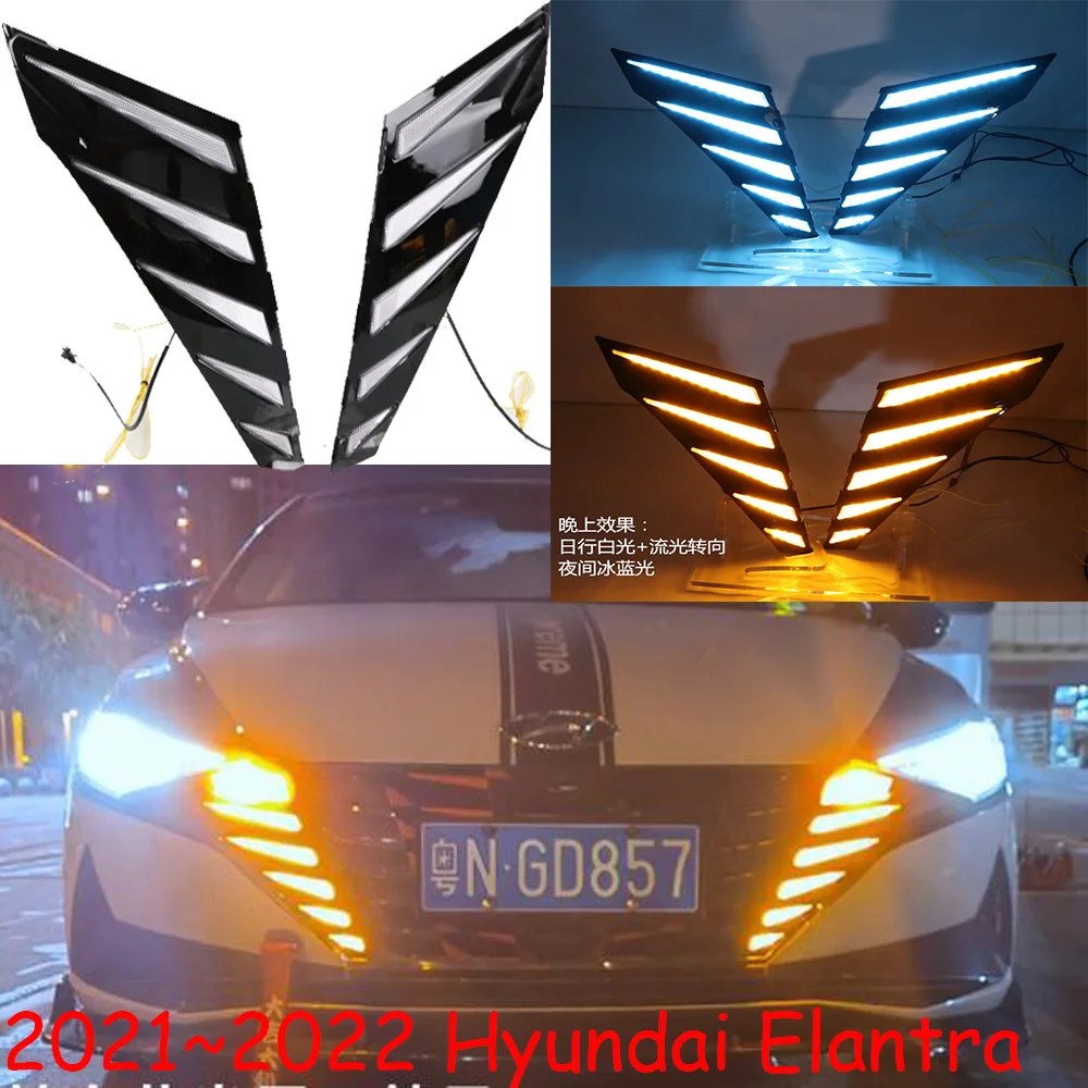 

car bumper headlight for Hyundai Elantra daytime light 2021~2022y DRL car accessories LED headlamp Elantra fog light