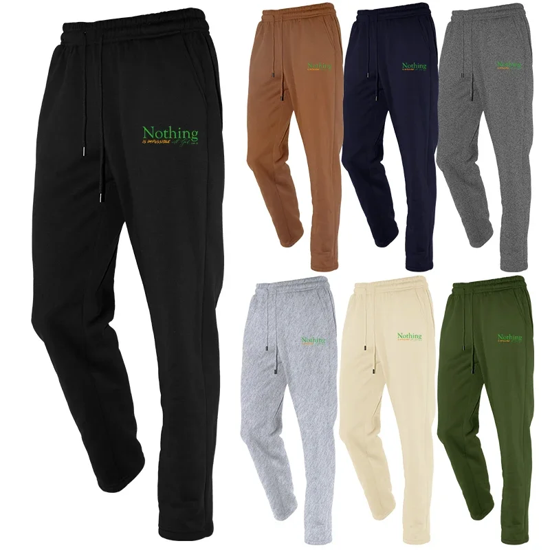 

Мужские спортивные флисовые спортивные штаны для бега на шнурке и карманом на молнии для мужчин