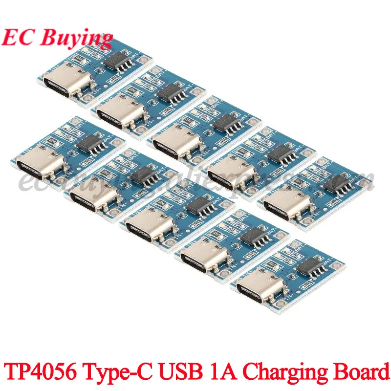 10Pcs/1pc TYPE-C USB 5V 1A 18650 TP4056 Lithium Battery Charger Module Charging Board DC 4.2V 4.5V-5.5V Input Voltage HW-387