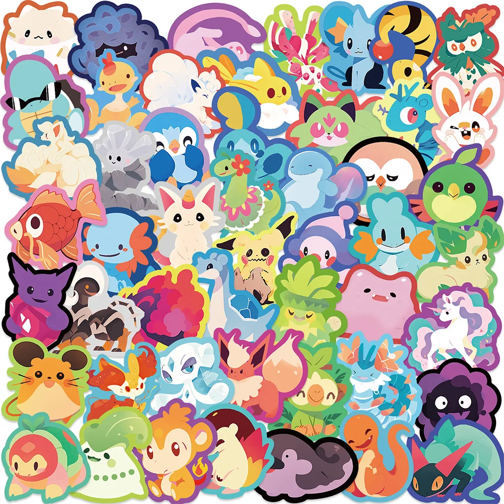 10/30/50pcs Kawaii Cartoon Pokemon Pikachu Eevee Stickers Cute Decals DIY Phone Water Bottle Diary Funny Anime Graffiti Sticker