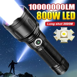 Newest 1000000LM Ultra Powerful Rechargeable Flashlight 8000W Torch High Power LED Flashlights 3500M Long Range Tactical Lantern