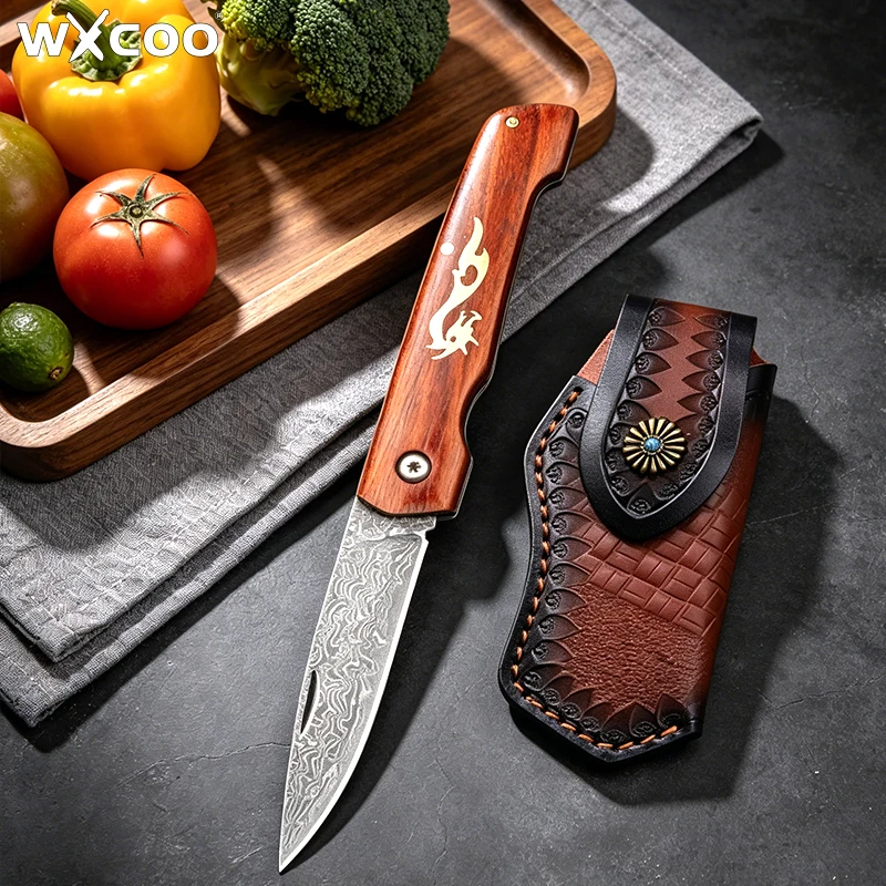 WXCOO Stainless Steel Kitchen Knife Unique Small Folding Fruit knife Convenient Household Peeler Knife for Melon Fruit Tools