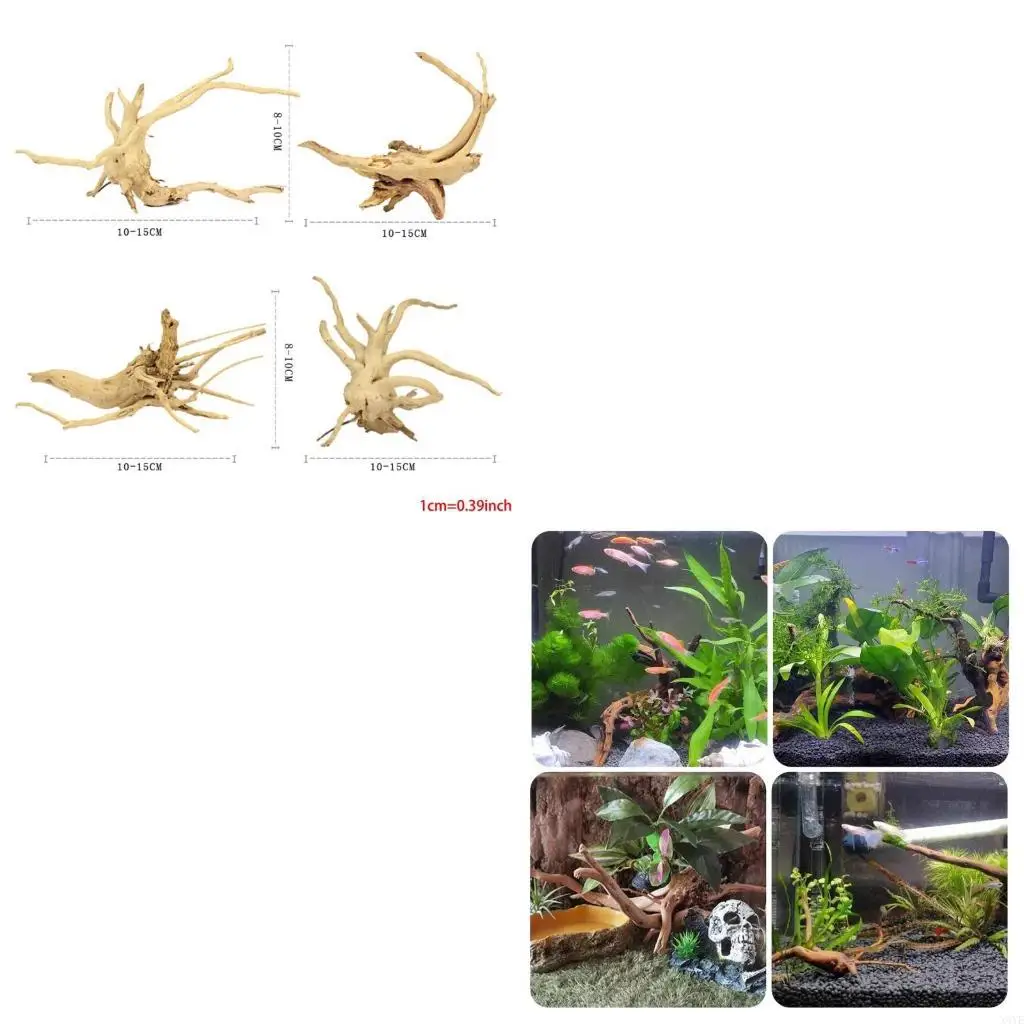 

X4YE Aquarium Driftwood Decoration Fish for Tank Natural Log Hideout 6-Piece Set 4-6i