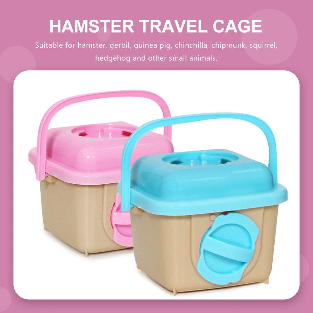 Mini Handheld Cage for Hamster Travel Carry Plastic Small Pets Carrying Cases Breathable Durable Pet Carrier Box for Sightseeing