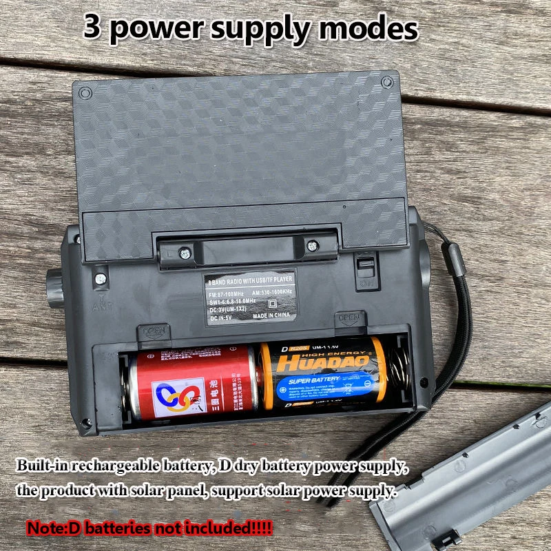 휴대용 빈티지 태양광 충전 라디오, 비상 FM AM SW 라디오, X-베이스 블루투스 스피커, MP3 음악 플레이어, 지지대 손전등, USB