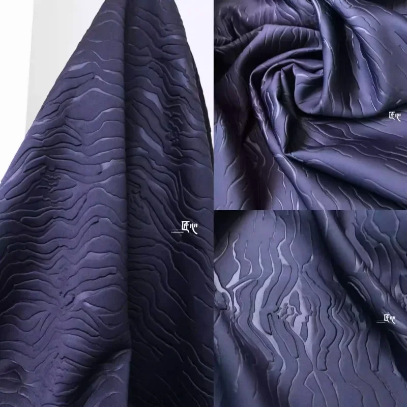 Air Layer Fabric Blue Embossed Jacket Hoodie Designer Apparel Sewing Fabric Wholesale Cloth for By The Meter Diy Material