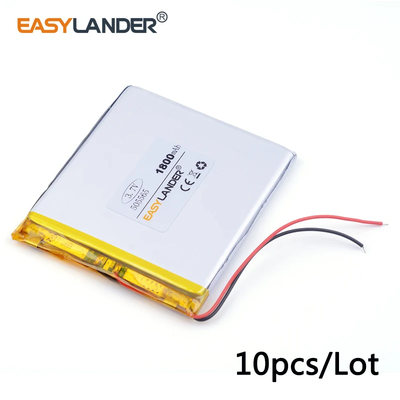 

10pcs /Lot 3.7v lithium Li ion polymer rechargeable battery 1800mAh 505565 For Mp3 MP4 MP5 GPS PSP mobile bluetooth PDA Tools