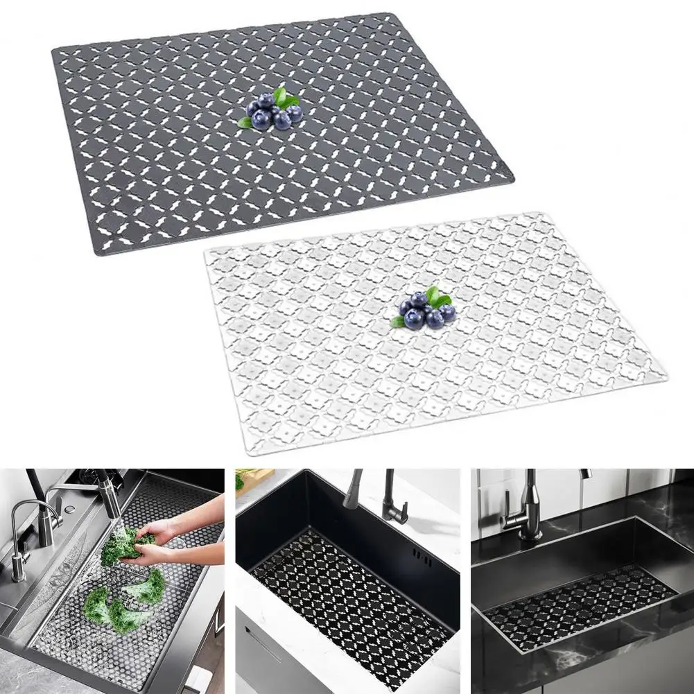 PVC Pia Dreno Filtro Oco, Splash Mat, Rhombus Cuttable, Protector, Drenagem Pad, Acessórios de Cozinha, 30x40cm, 2Pcs