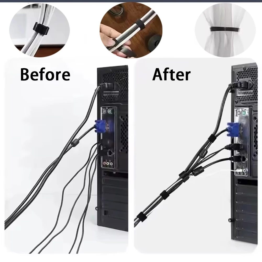 1pc Cable Organizer Cable Management Wire Winder Tape Earphone Mouse Cord Management Ties Protector Desk Organizer Accessories