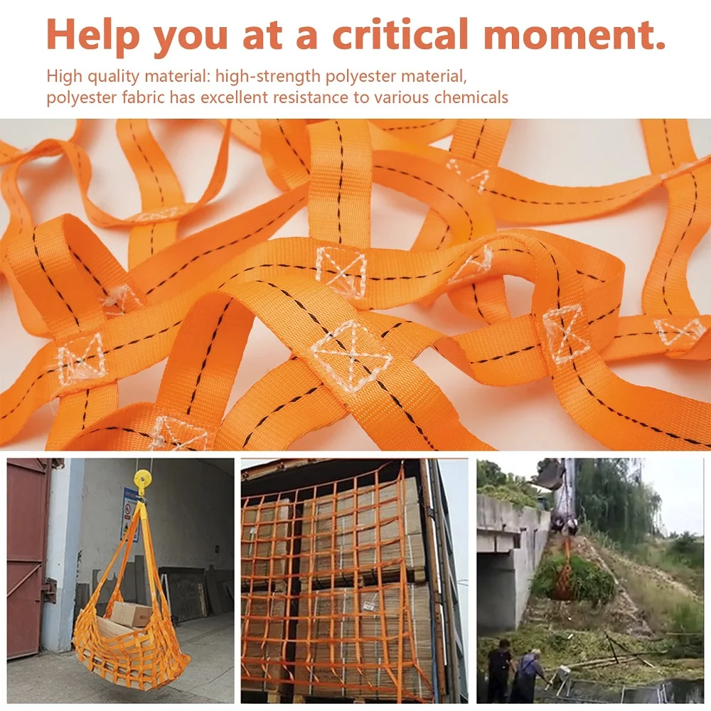 Cargo Lifting Net Sling Hoisting Net Resistance for Heavy Objects Construction Moving Towing Hoisting Work Load Capacity 300KG