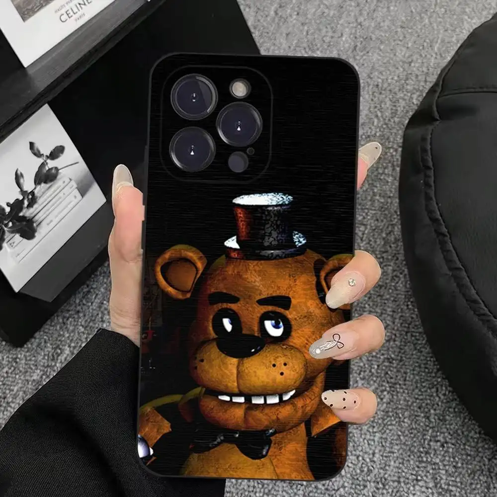 Funda de teléfono Fnaf Five-Nights-At-Freddys para iPhone 17,16,15,14,13,12,11,Plus,Pro Max,XS,X,XR,SE,Mini,8, funda negra de silicona suave