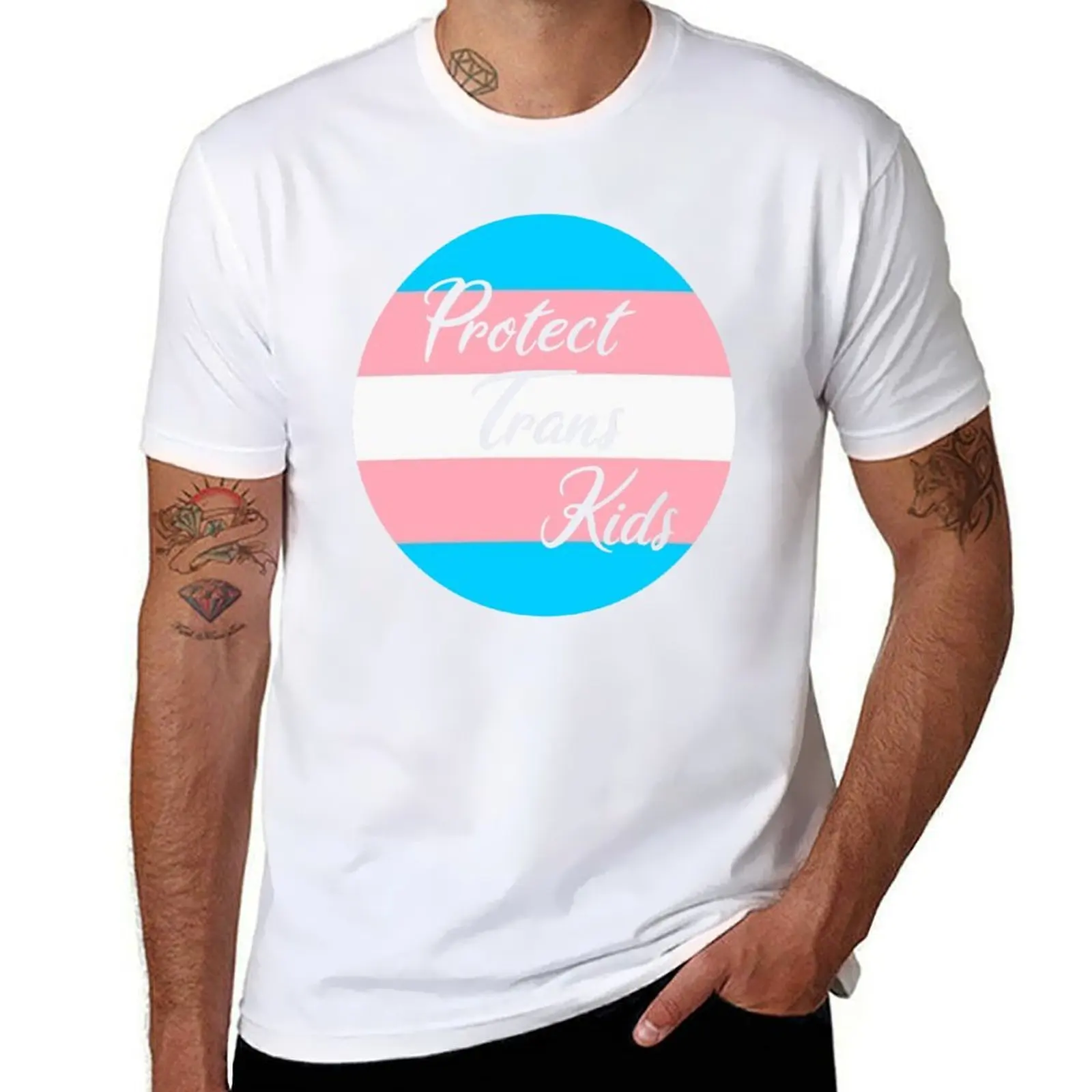 Protect Trans Kids (Trans flag) T-Shirt Comfortable Workout Short Sleeve Shirt