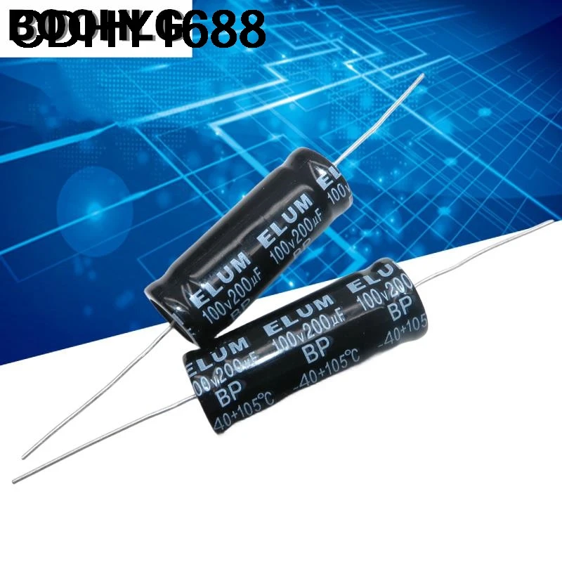 2 قطعة 100V200UF قسم تردد الصوت BP محوري غير القطبية مُكثَّف كهربائيًا 100 فولت 200 فائق التوهج 16X40mm